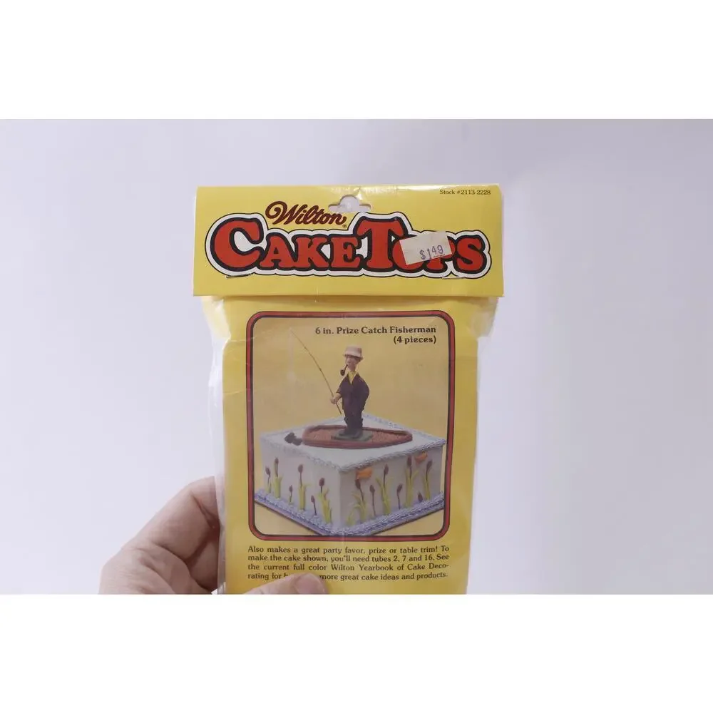 Fisherman, Cake Topper, Wilton, Man Standing with a Fishing, 6 inches, Party